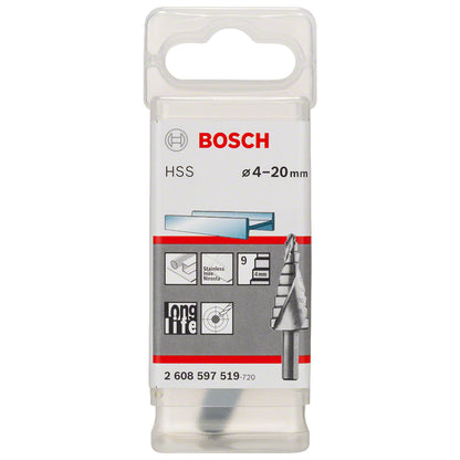 Broca escalonada para Metal Bosch Acero Rápido HSS 4,0-20,0mm 9 diametros