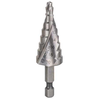 Broca escalonada Bosch Acero Rápido para Metal HSS 4,0-20,0mm 9 diametros (encastre hexagonal 1/4")
