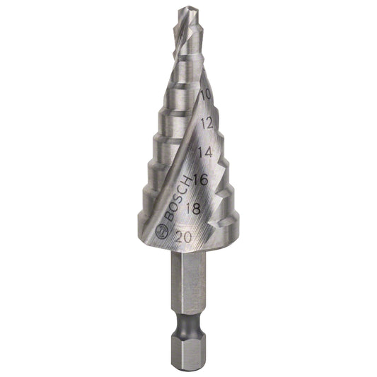 Broca escalonada Bosch Acero Rápido para Metal HSS 4,0-20,0mm 9 diametros (encastre hexagonal 1/4")