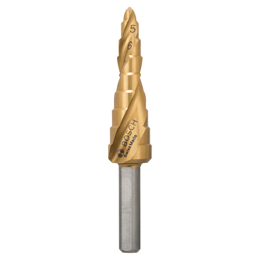 Broca escalonada para Metal Bosch Acero Rápido con Titanio HSS-TiN 4,0-12,0mm 9 diametros