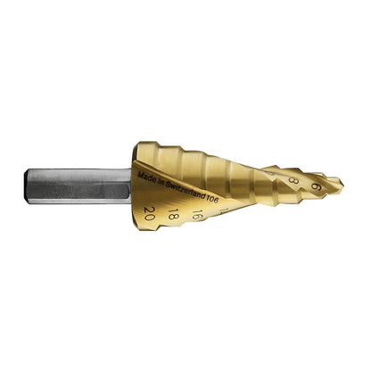 Broca escalonada para Metal Bosch Acero Rápido con Titanio HSS-TiN 4,0-20,0mm 9 diametros