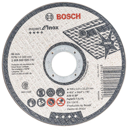 Disco de Corte Bosch Expert for Inox 115x2,0mm Centro Recto