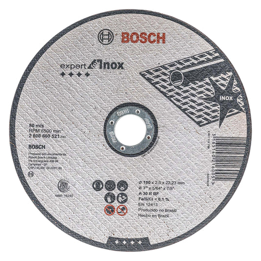 Disco de Corte Bosch Expert for Inox 180x2,0mm Centro Recto