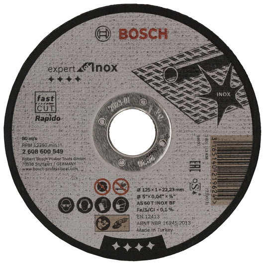 Disco de Corte Bosch Expert for Inox 125x1,0mm Centro Recto
