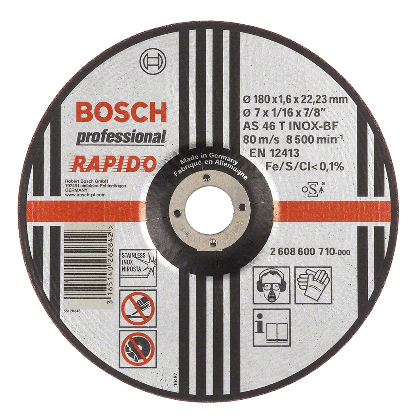 Disco de Corte Bosch Expert for Inox 180x1,6mm Centro Deprimido