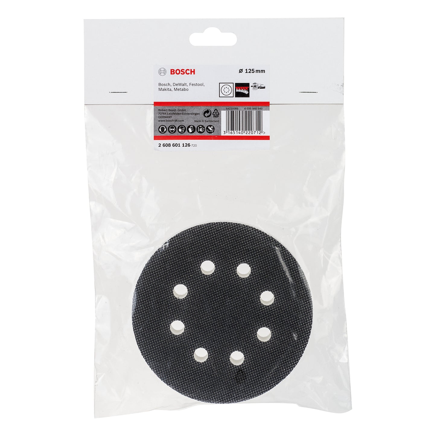 Adaptador para Bonete a Lijadora Excéntrica; autoadherente 125mm