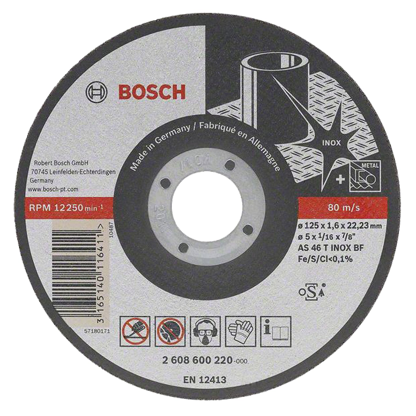 Disco de Corte Bosch Best for Inox 115x1,0mm Centro Recto