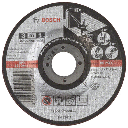 Disco Abrasivo Bosch 3-en-1 Corte/Desbaste Bosch/Pulimento115x2,5mm Centro Recto