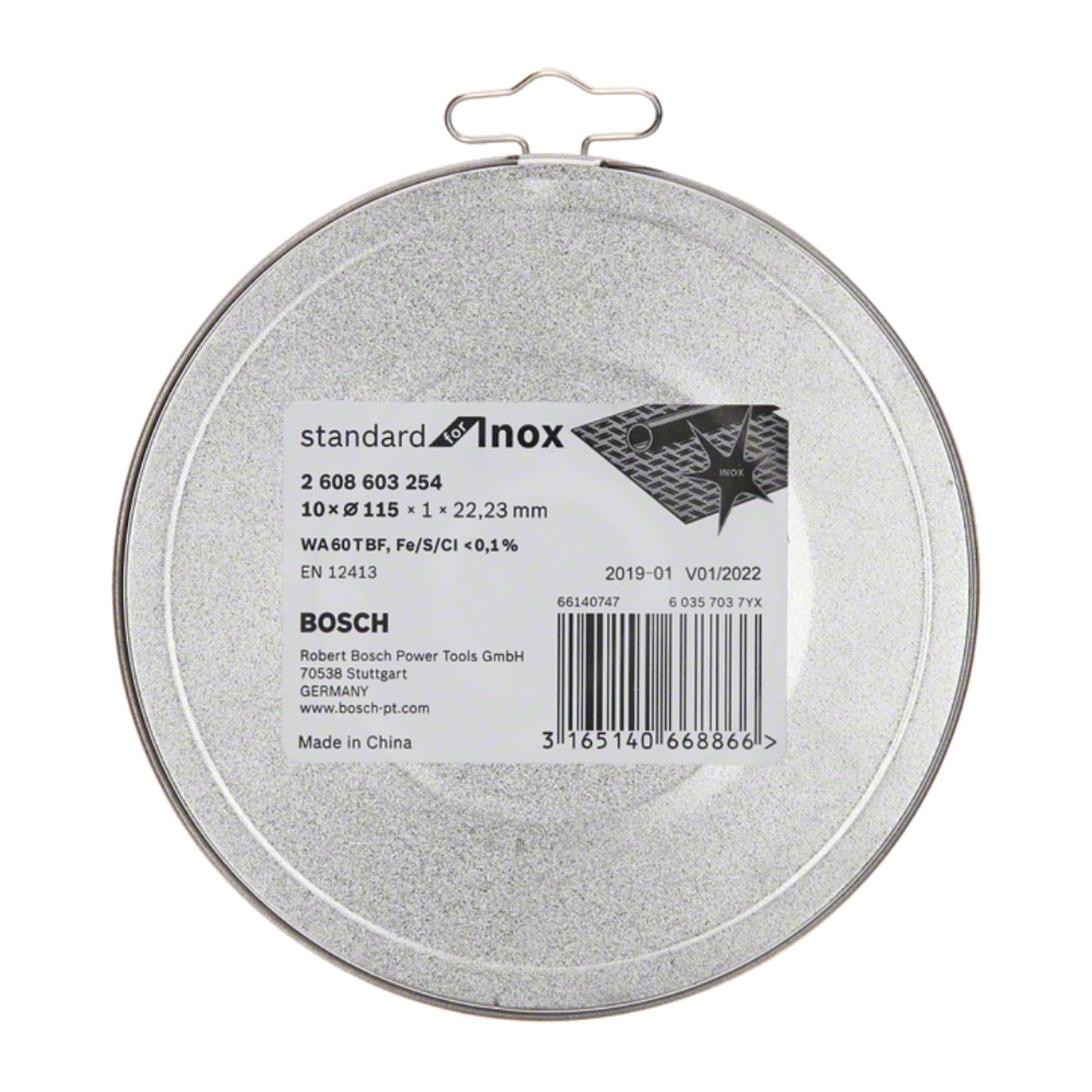 Caja con 10 Discos de Corte Bosch Standard for Inox 115x1mm