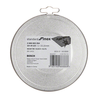 Caja con 10 Discos de Corte Bosch Standard for Inox 115x1mm