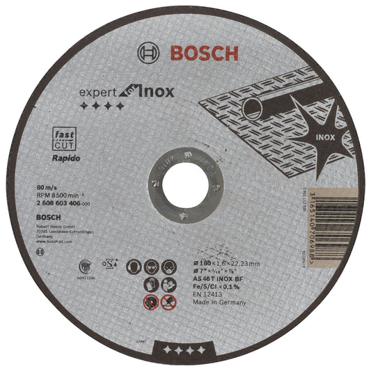 Disco de Corte Bosch Expert for Inox 180x1,6mm Centro Recto