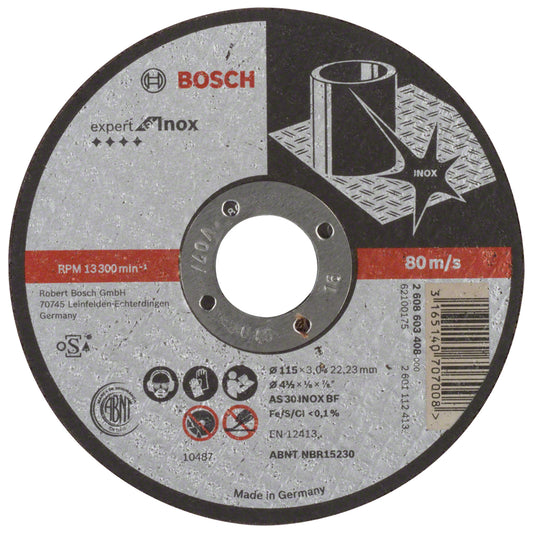 Disco de Corte Bosch Expert for Inox 115x3,0mm Centro Recto