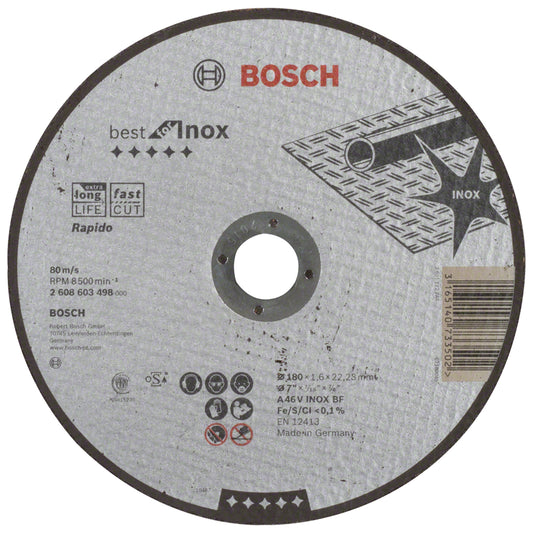 Disco de Corte Bosch Best for Inox 180x1,6mm Centro Recto