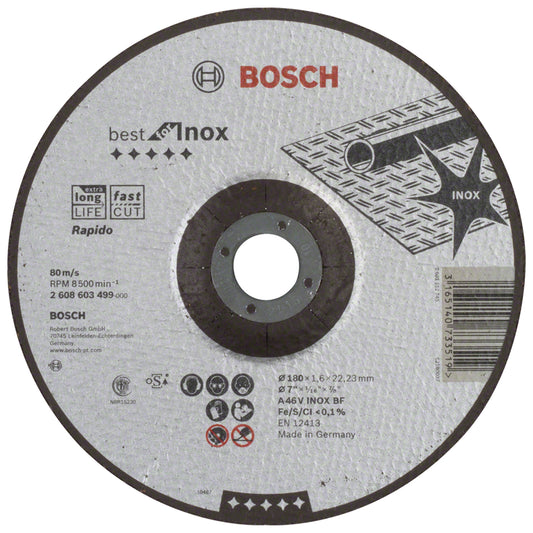 Disco de Corte Bosch Best for Inox 180x1,6mm Centro Deprimido