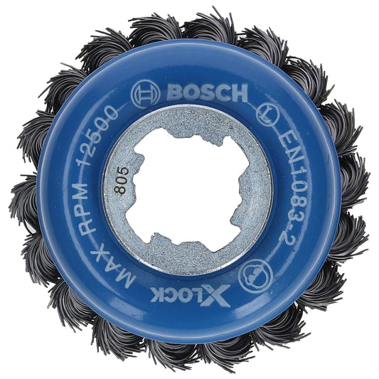 Cepillo de acero copa X-LOCK 75mm Alambre trenzado de acero inoxidable 0,5mm