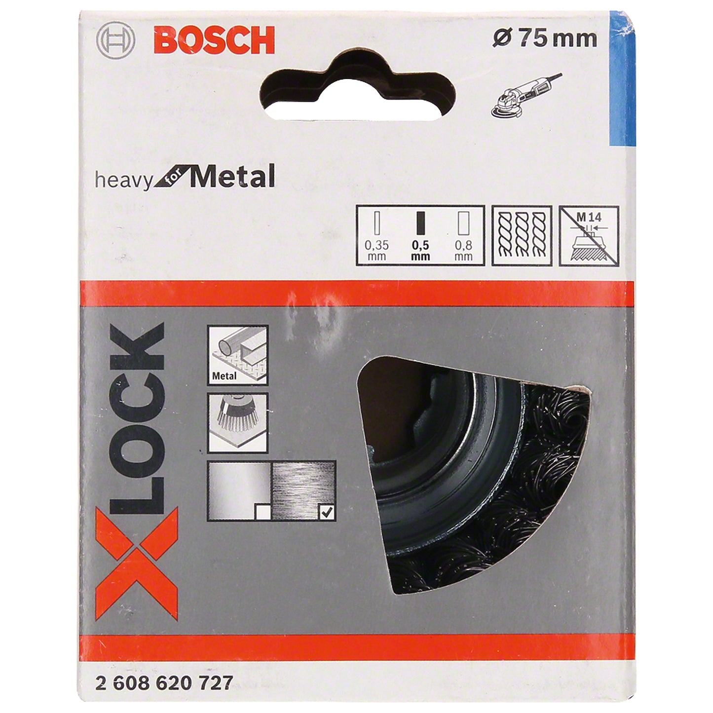 Cepillo de acero copa X-LOCK 75mm Alambre trenzado de acero inoxidable 0,5mm