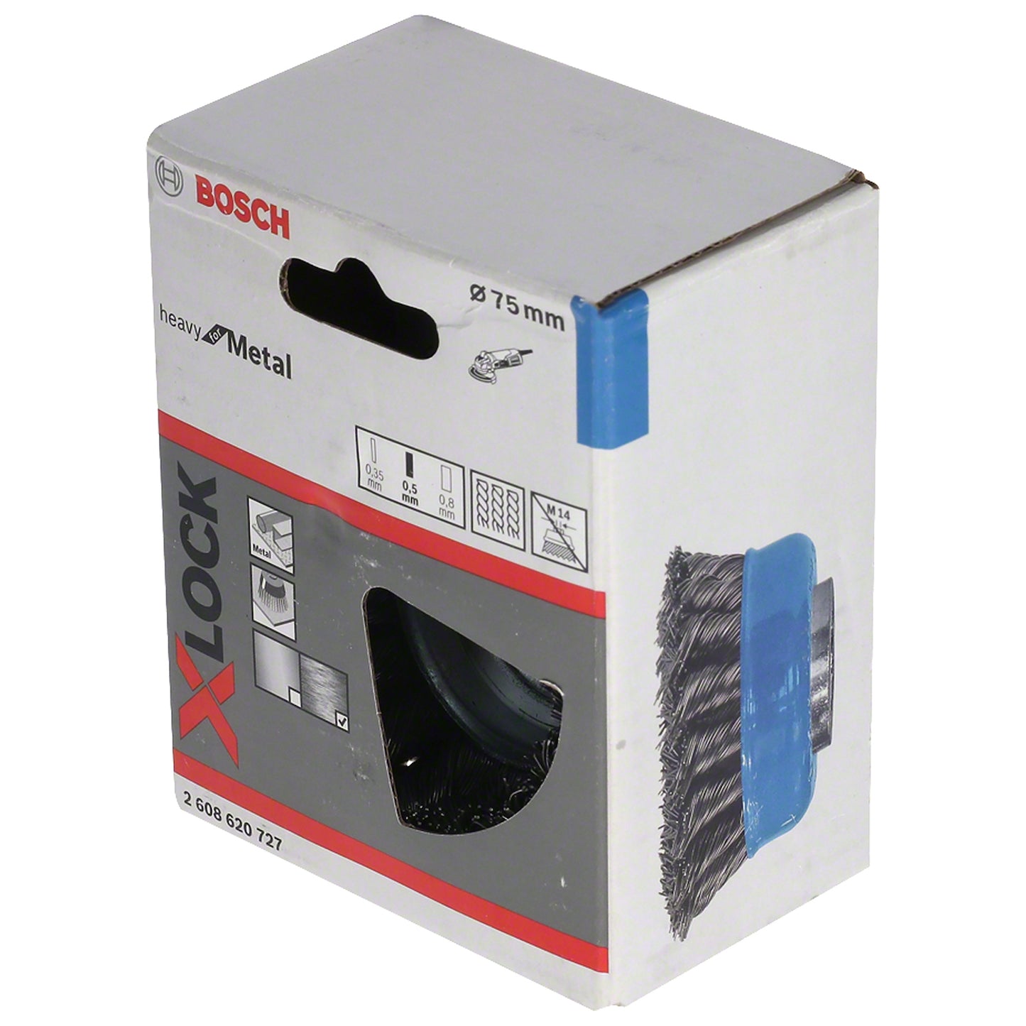 Cepillo de acero copa X-LOCK 75mm Alambre trenzado de acero inoxidable 0,5mm