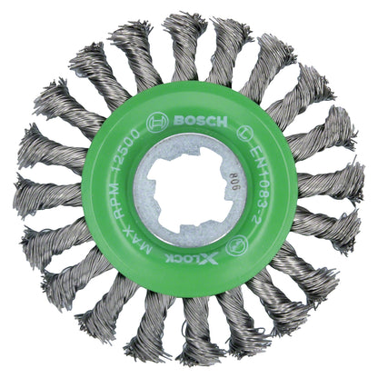 Cepillo circular de acero X-LOCK 115mm Alambre trenzado de acero inoxidable 0,5mm