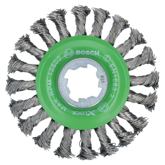 Cepillo circular de acero X-LOCK 115mm Alambre trenzado de acero inoxidable 0,5mm