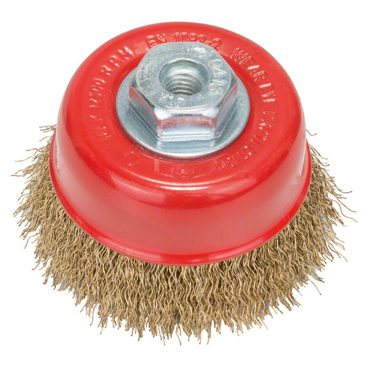 Cepillo de Acero Copa para Esmeril 75mm Alambre Latonado Ondulado 0,3mm M10