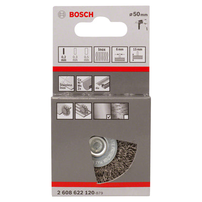 Cepillo de Acero Bosch circular para taladro alambre ondulado inoxidable 50mm