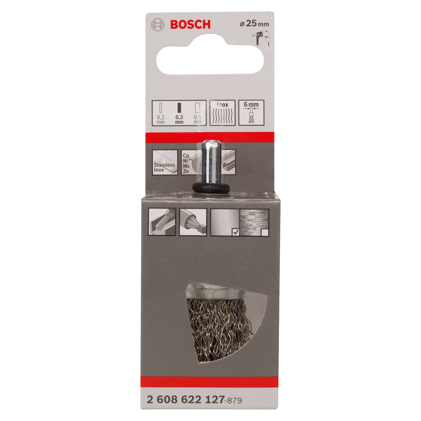 Cepillo de Acero Bosch pincel para taladro alambre ondulado inoxidable 25mm