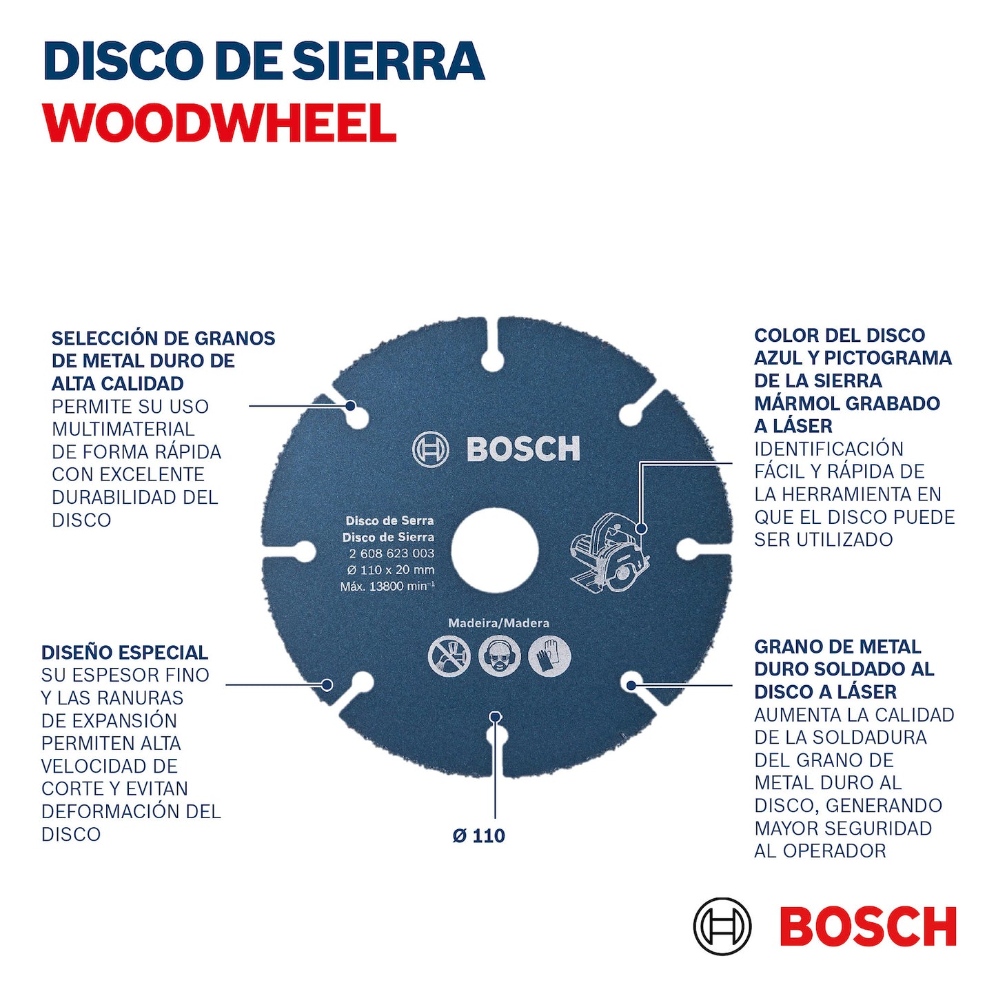 Disco corte para sierra mármol Bosch Carbide Wood-Wheel 110mm