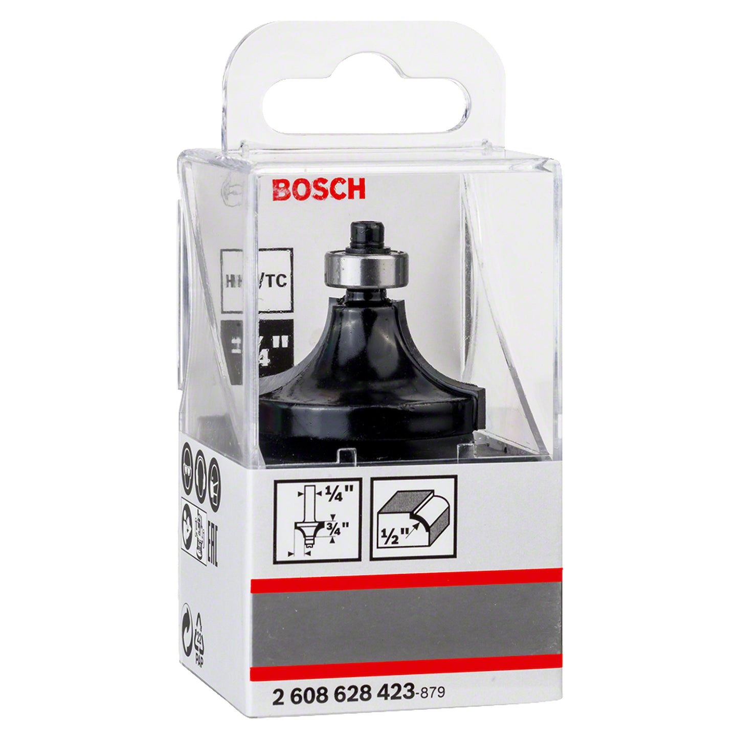 Fresa de arredondar Bosch 1/4", R1 12,7 mm, D 38,1 mm, L 18,6 mm, G 60 mm