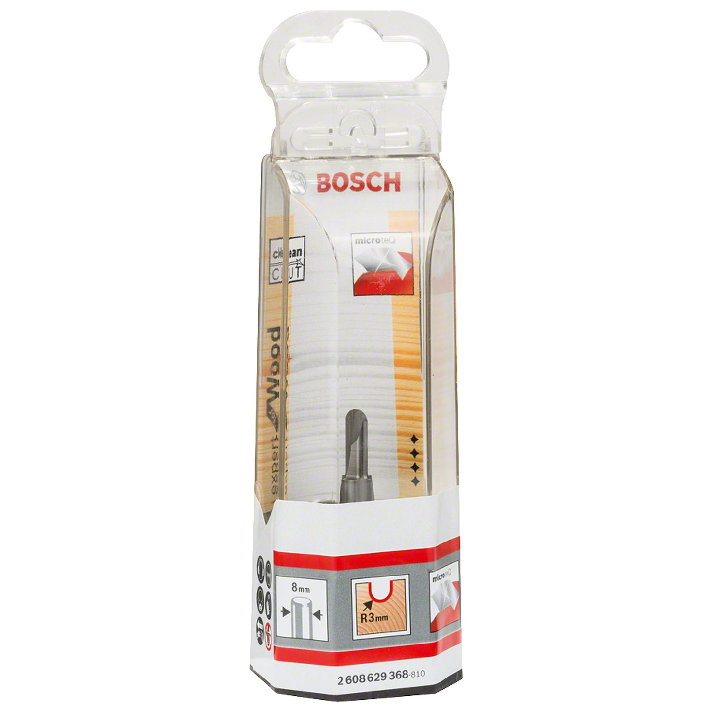 Fresa Bosch para medias cañas 8 mm, R1 3 mm, D 6 mm, L 12,7 mm, G 50,8 mm