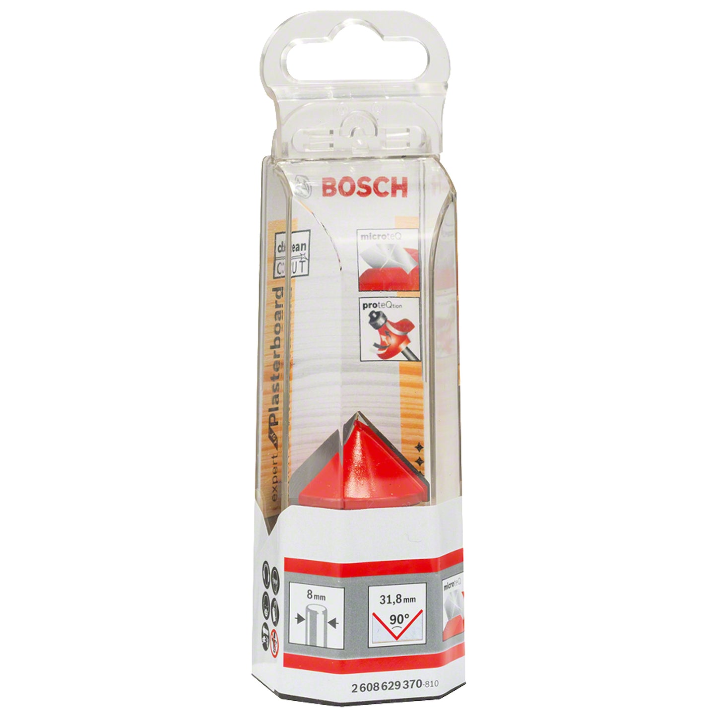 Fresa Bosch para ranuras en V 8 mm, D 31,8 mm, L 19 mm, G 51 mm, 90°
