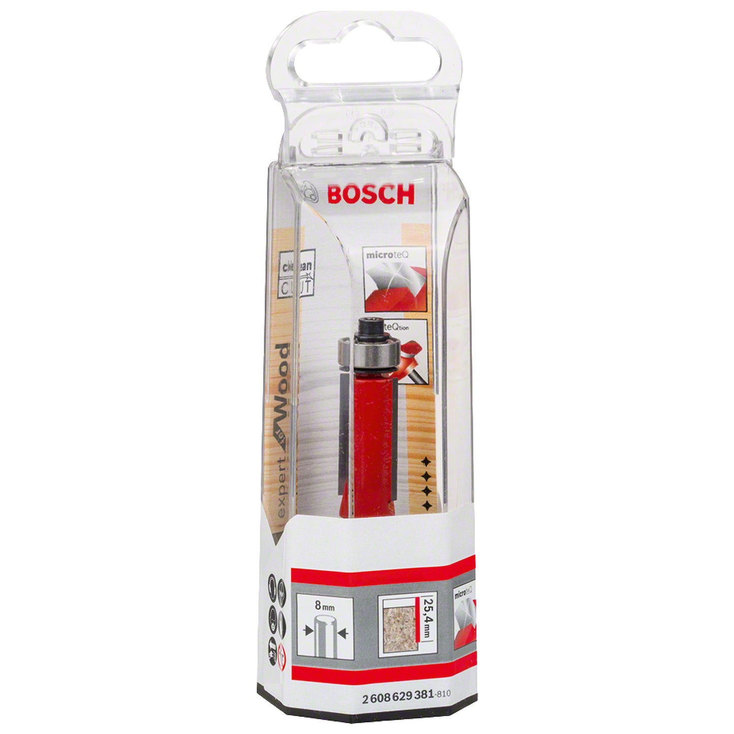 Fresa Bosch de enrasar 8 mm, D1 12,7 mm, L 25,4 mm, G 71,5 mm