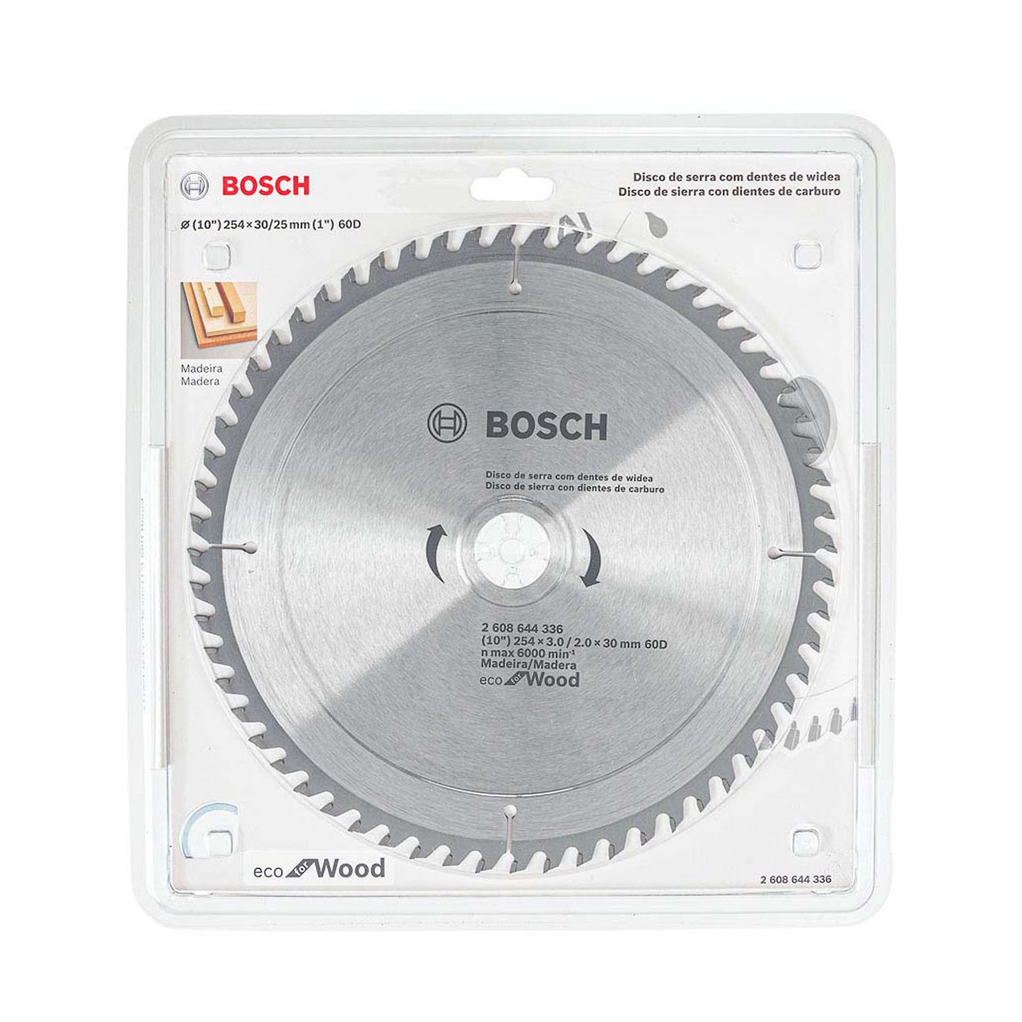 2608644336-000 Disco de Sierra Circular Bosch Ecoline ø254x30mm, 60 dientes