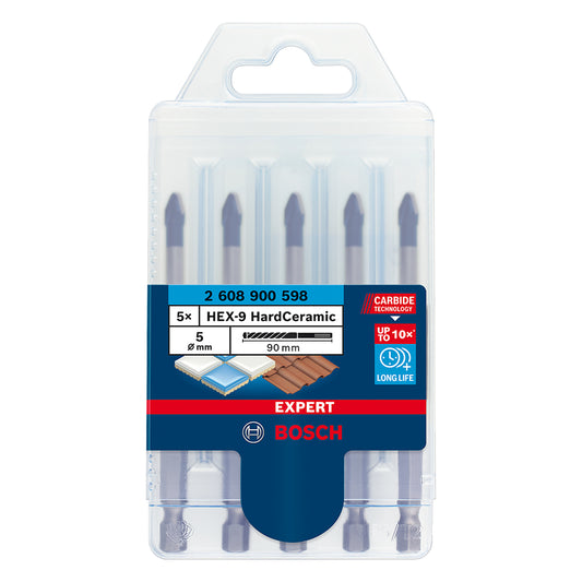 Broca p/porcelanato Bosch EXPERT HEX-9 Hard Ceramics 5x90mm