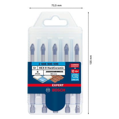 Broca p/porcelanato Bosch EXPERT HEX-9 Hard Ceramics 6x90mm