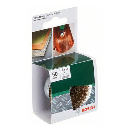 Cepillo de Acero Copa para Taladro 50mm Alambre Latonado Ondulado