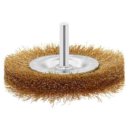 Cepillo de Acero Circular para Taladro 75mm Alambre Latonado Ondulado