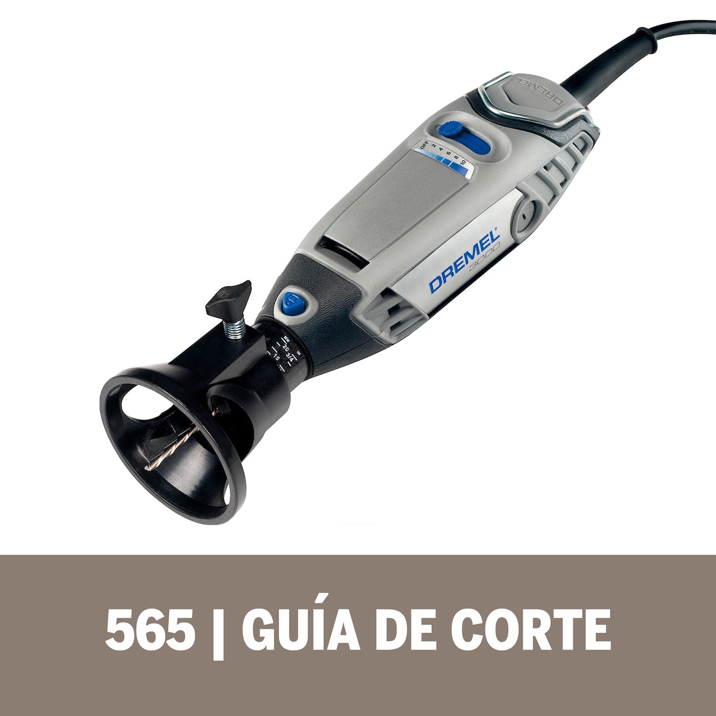 Dremel Acople De Mototool - Guía De Corte Con 3 Brocas De Corte de Madera, Plástico, Fibra De Vidrio, Drywall, Yeso, Laminado y Aluminio (Modelo 565)