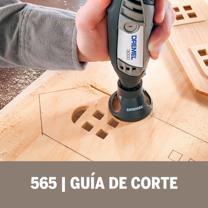 Dremel Acople De Mototool - Guía De Corte Con 3 Brocas De Corte de Madera, Plástico, Fibra De Vidrio, Drywall, Yeso, Laminado y Aluminio (Modelo 565)