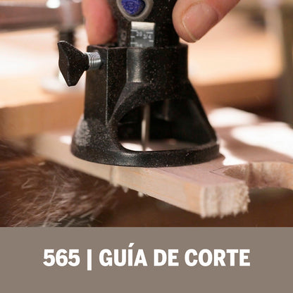 Dremel Acople De Mototool - Guía De Corte Con 3 Brocas De Corte de Madera, Plástico, Fibra De Vidrio, Drywall, Yeso, Laminado y Aluminio (Modelo 565)