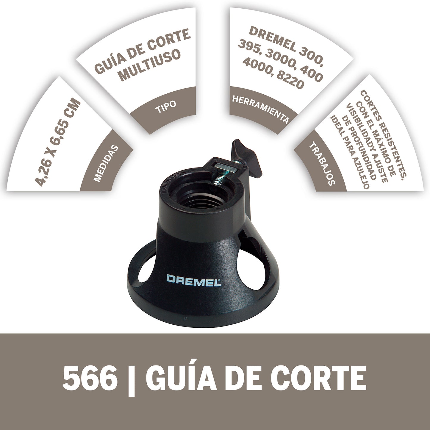 Dremel Acople De Mototool - Guía De Corte con 1 Broca De Corte para azulejo (Modelo 566)