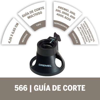 Dremel Acople De Mototool - Guía De Corte con 1 Broca De Corte para azulejo (Modelo 566)