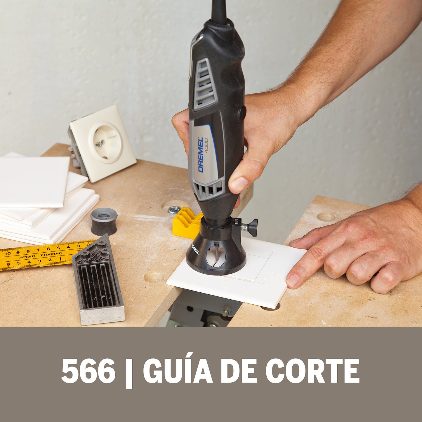Dremel Acople De Mototool - Guía De Corte con 1 Broca De Corte para azulejo (Modelo 566)