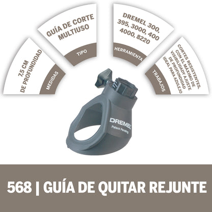 Dremel Acople De Mototool - Guía Para Quitar Rejunte Con 1 Broca (Modelo 568)