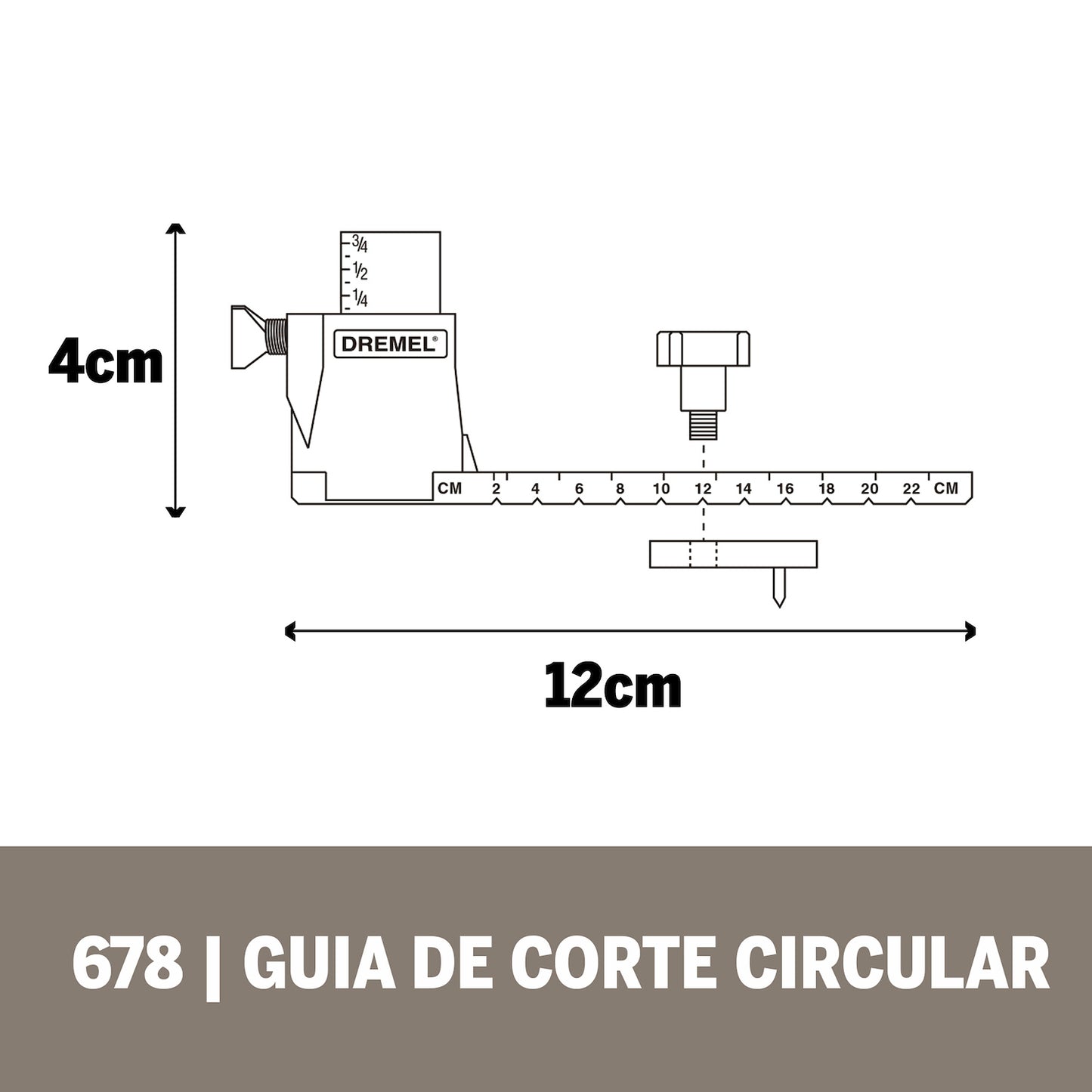 Dremel Acople De Mototool - Guía De Corte Circular y Recto con 1 Broca Multiuso (Modelo 678)
