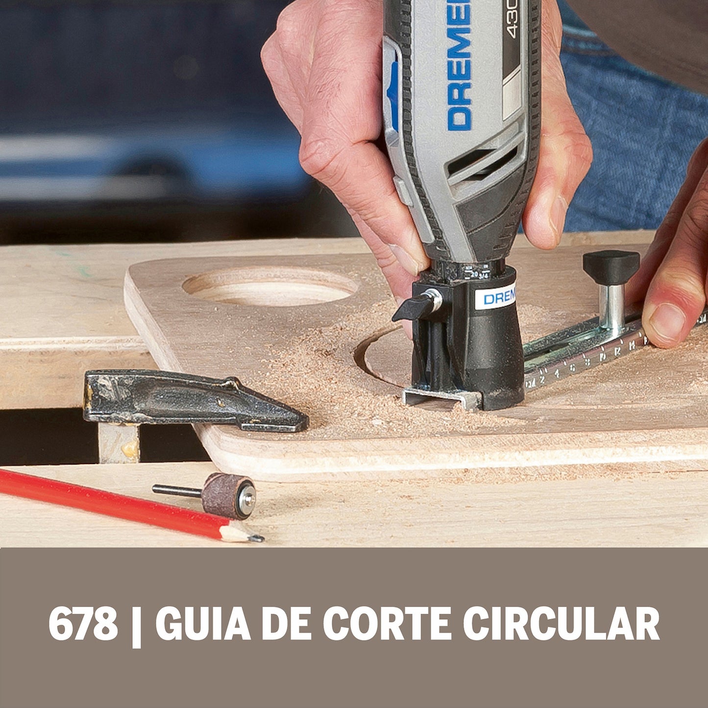 Dremel Acople De Mototool - Guía De Corte Circular y Recto con 1 Broca Multiuso (Modelo 678)