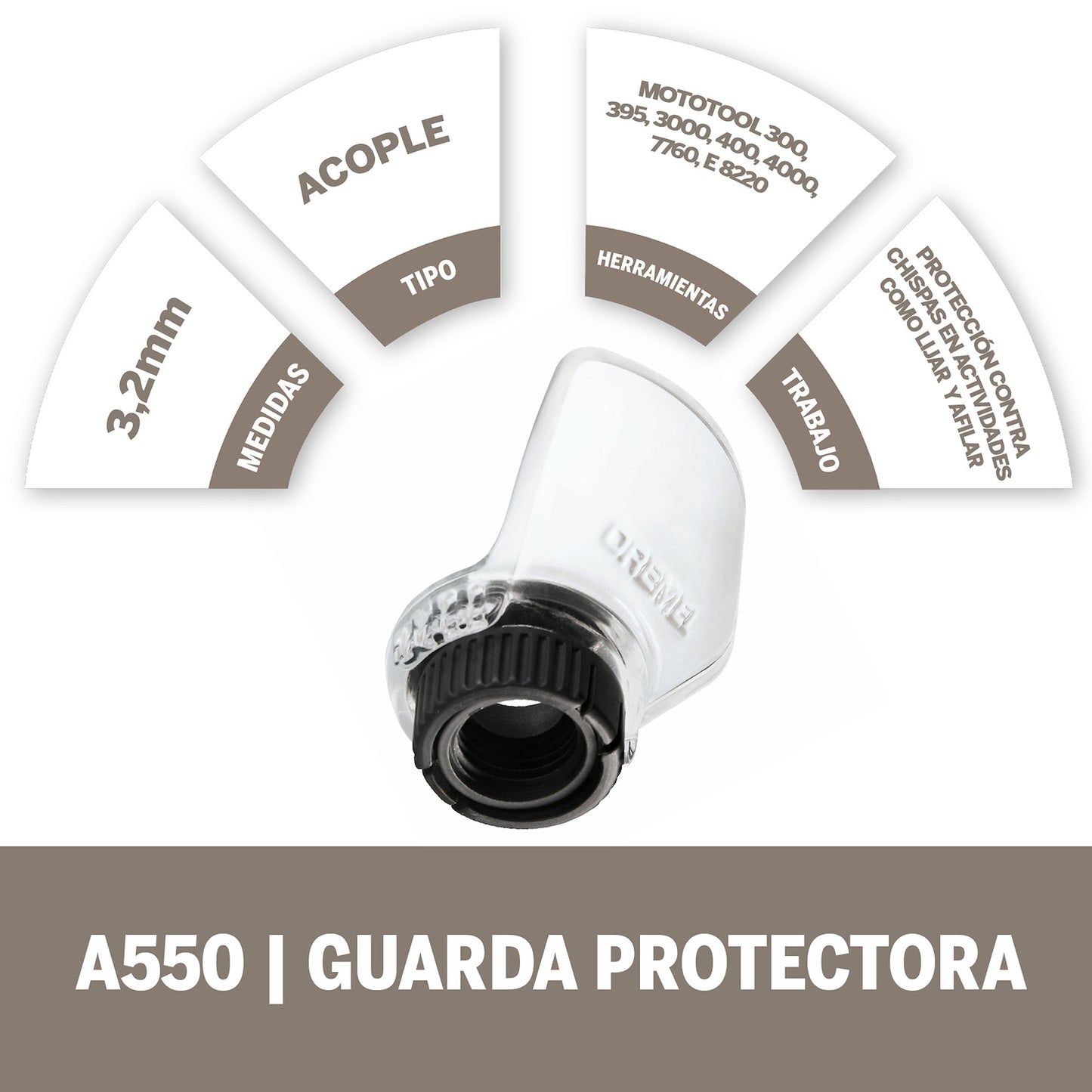 Dremel Acople De Mototool - Protector/Escudo De Desechos y Chispas - 5 Piezas (Modelo A550)