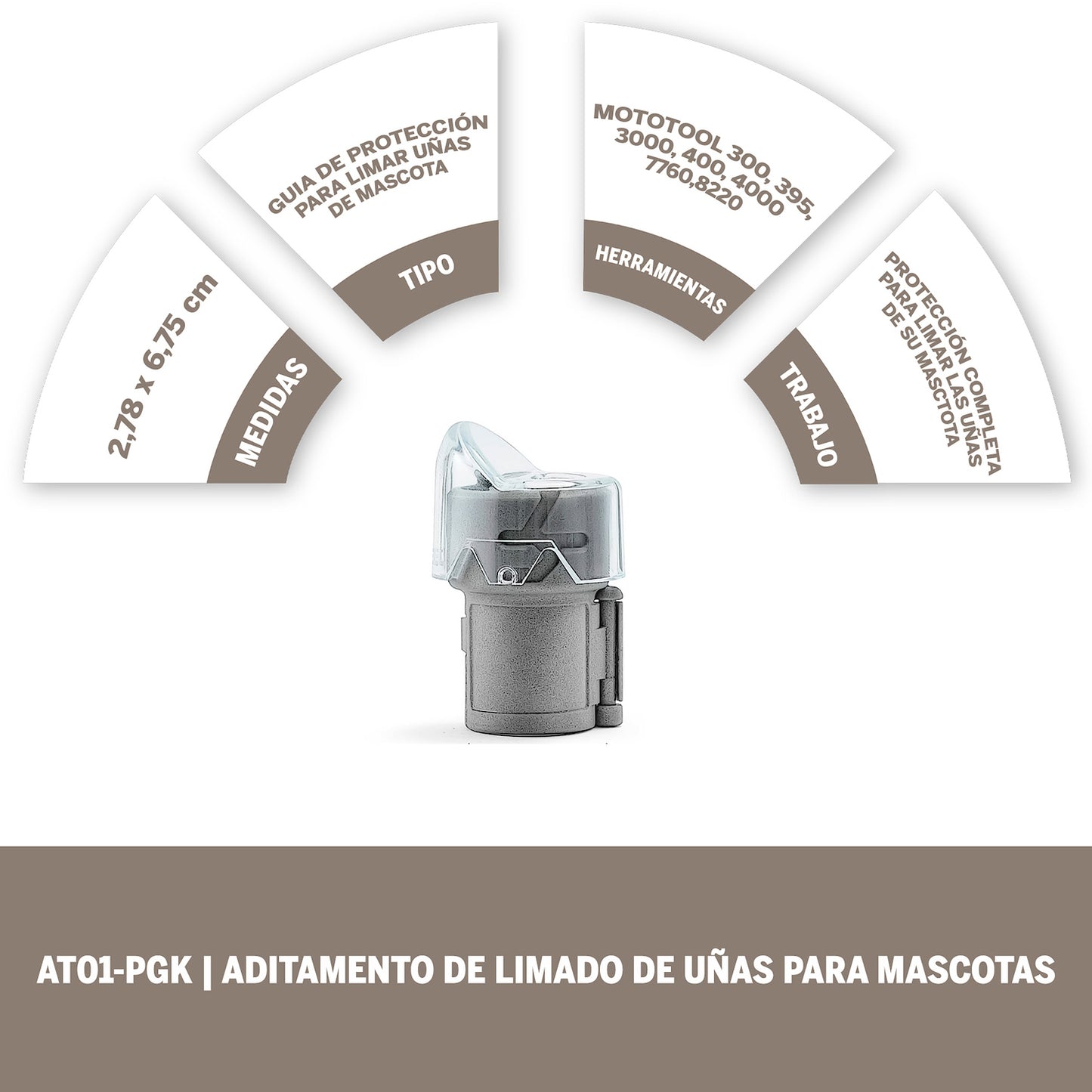 Dremel Acople De Mototool - Guía Protectora Para Limado De Uñas Para Mascotas - 6 Piezas (Modelo AT01-PGK)