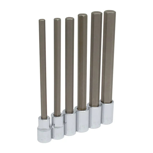 54416L Juego de dados punta hexagonal extra larga en pulgadas, cuadro de 1/2" 6 piezas, uso pesado,Urrea