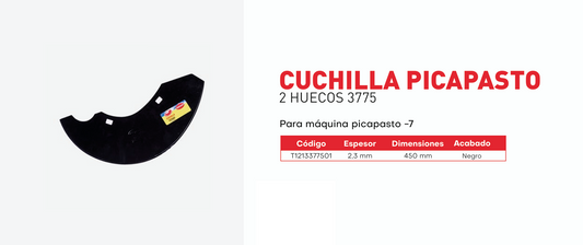 T1213377501 Cuchilla picapasto 2 huecos 3775 450 X 2.3 mm Herragro