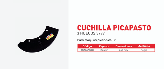 T1213377901 Cuchilla picapasto 3 huecos 3779 365 X 2.3 mm Herragro